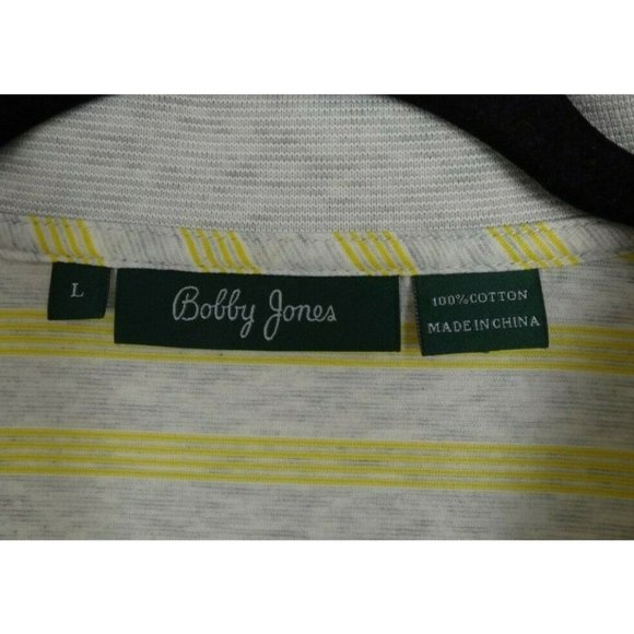 BOBBY JONES YELLON AND GREY PATTERN 100% COTTON POLO SHIRT SIZE LARGE - Picture 3 of 6